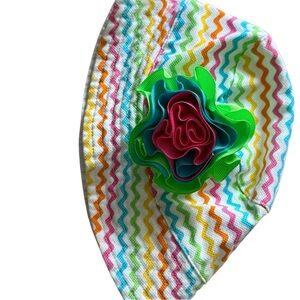 mudpie Colorful Zigzag Kids Hat with Flower Bow Accent